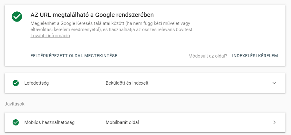 Google Search Console indexelt URL